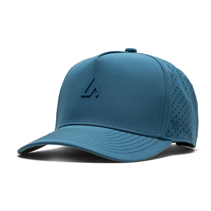 Suay Apex 5-panel snapback hat in Harbor Blue - angle view