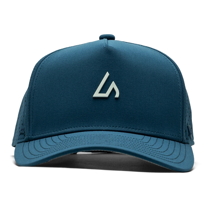 Suay Apex 5-panel snapback hat in Harbor Blue / White - side view
