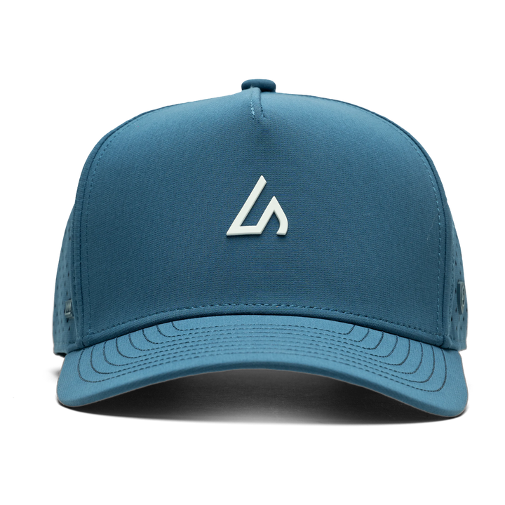 Suay Apex 5-panel snapback hat in Harbor Blue / White - front view