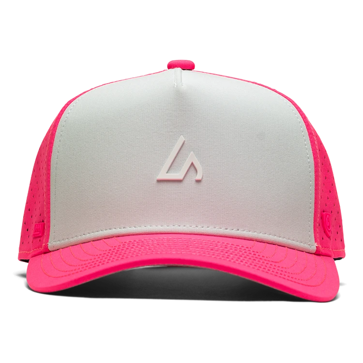 Suay Apex Wild 5-panel snapback hat in Neon Pink/White - side view