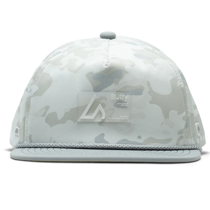 Suay Drift 5-panel rope-brim trucker hat in White Camo - front view