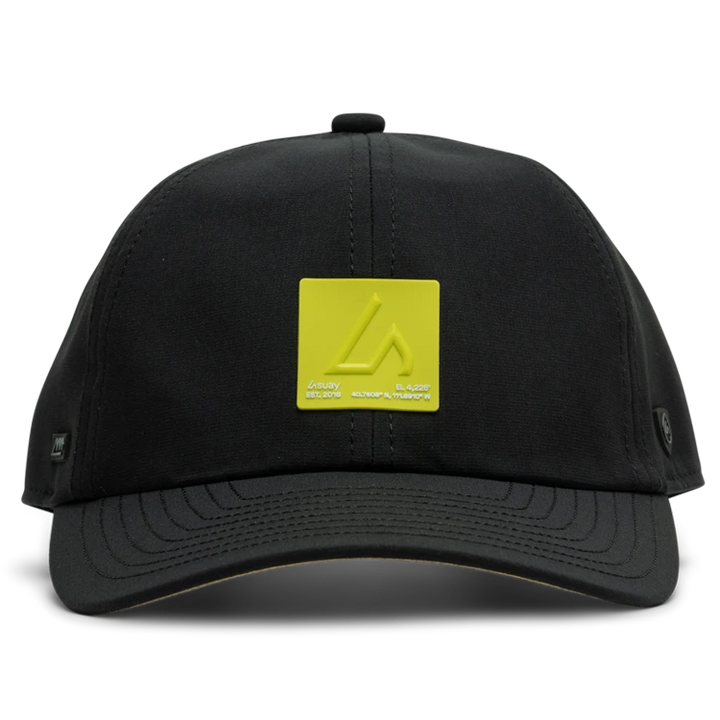Suay Nomad unstructured dad hat in Black / Yellow Inkplate - side view