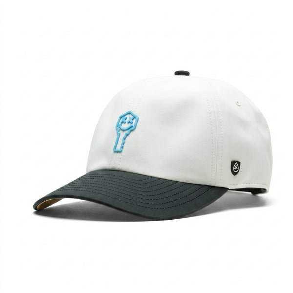 Key x Suay - Nomad - White / Black Two Tone - Sky Blue Patch — Key patch: Sky Blue