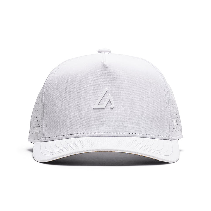 Suay Apex 5-panel snapback hat in White - side view