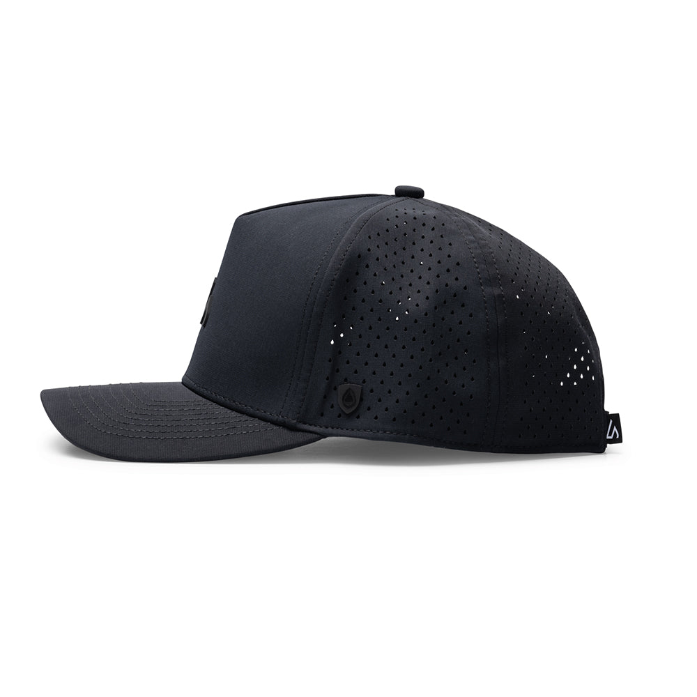 Suay Apex 5-panel snapback hat in Black - back view