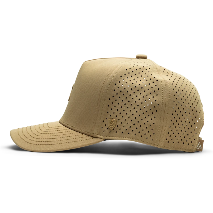 Suay Apex 5-panel snapback hat in Camel - side view