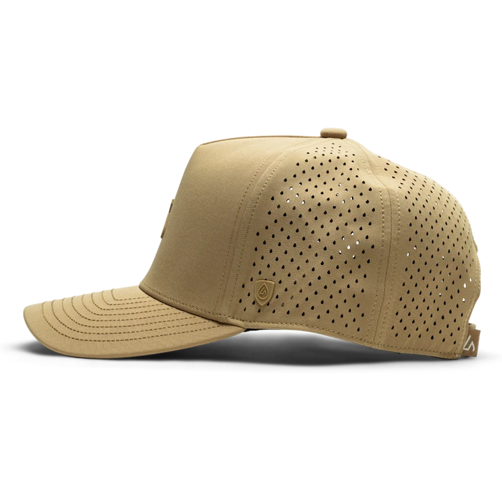 Suay Apex 5-panel snapback hat in Camel - side view