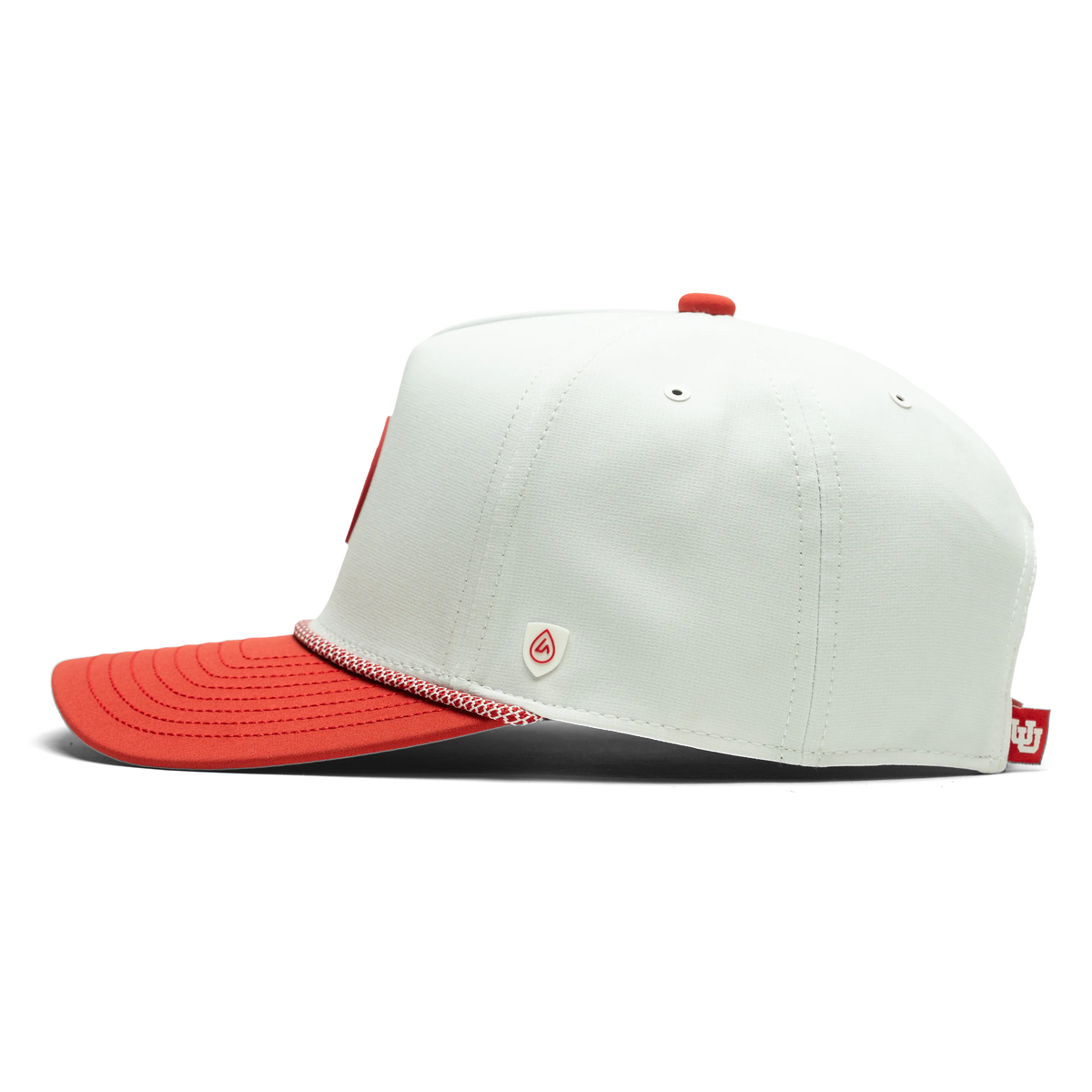 University of Utah x Suay - Red / White Apex Eyelets (Feather) hat - side view