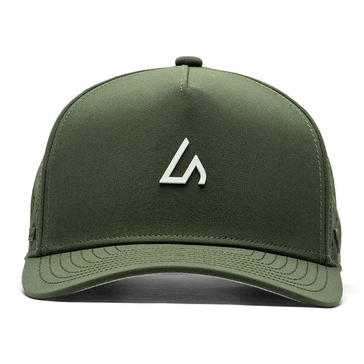 Suay Apex 5-panel snapback hat in Forest / White - side view