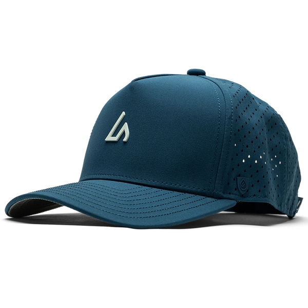 Suay Apex 5-panel snapback hat in Harbor Blue / White - front view