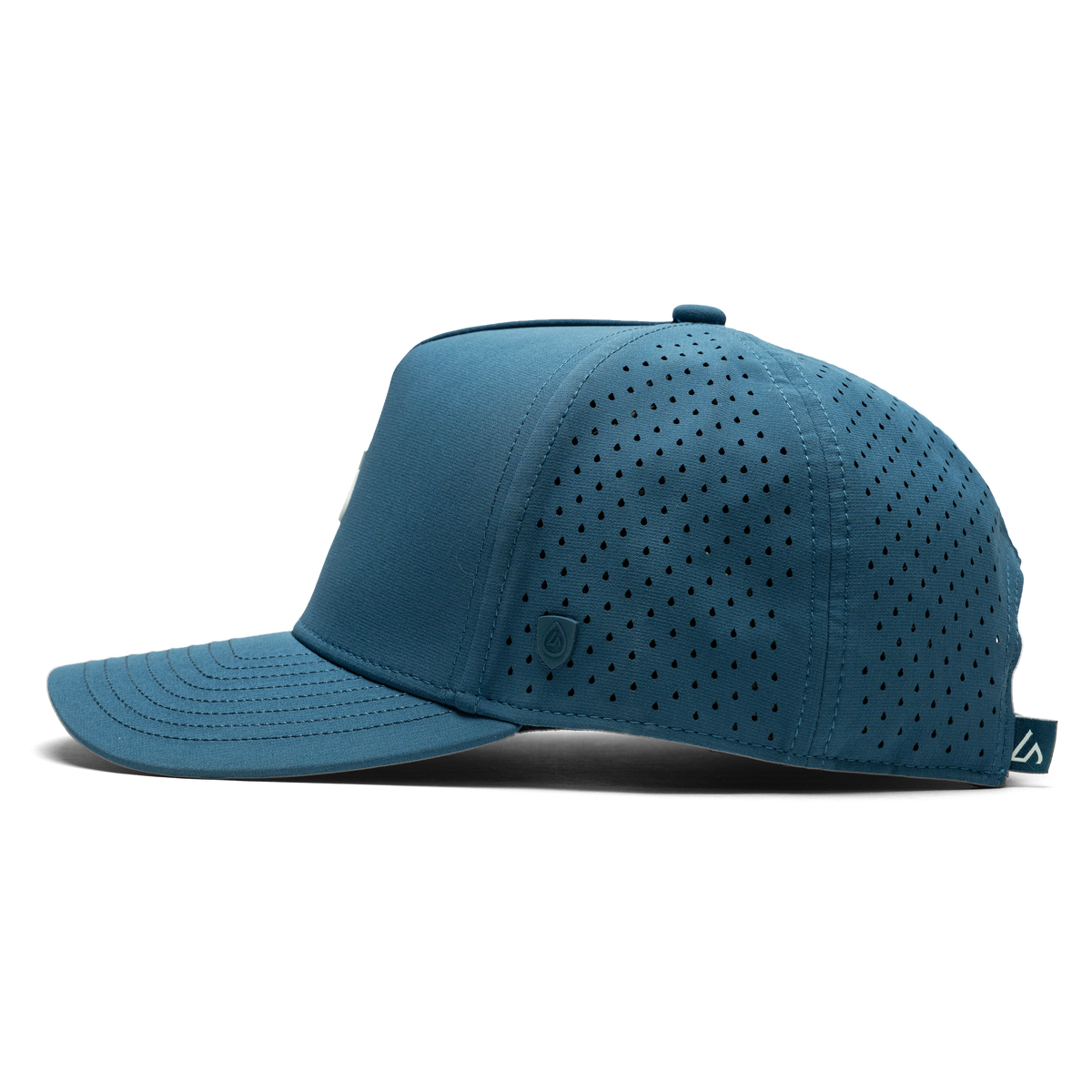 Suay Apex 5-panel snapback hat in Harbor Blue / White - side view