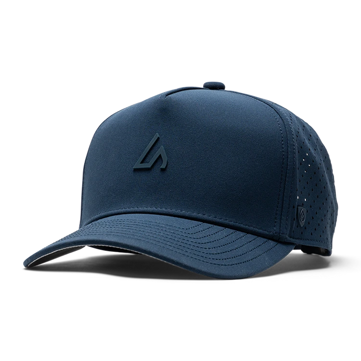 Suay Apex 5-panel snapback hat in Navy - front view