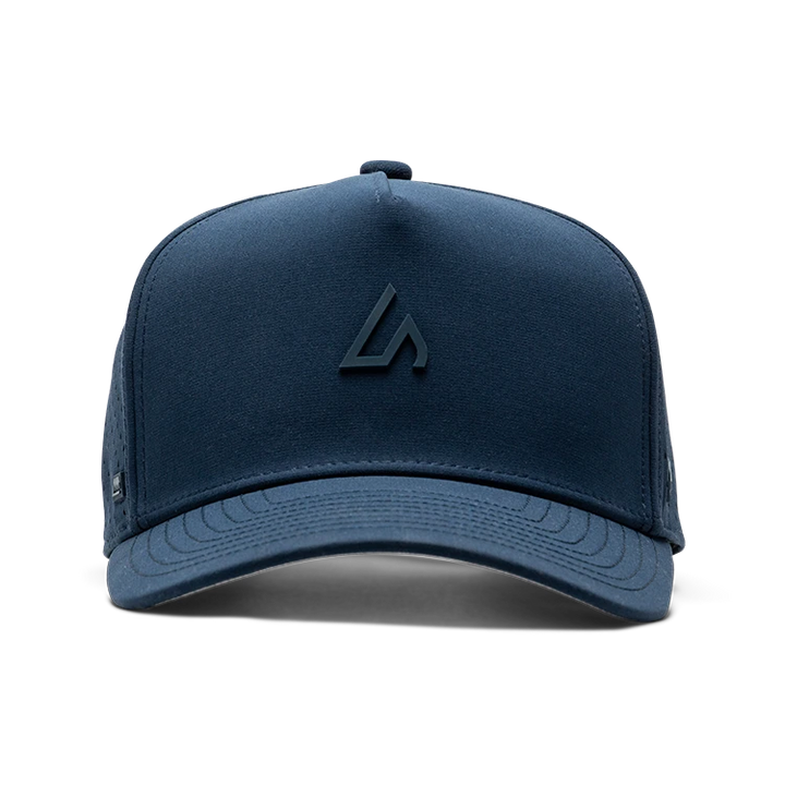 Suay Apex 5-panel snapback hat in Navy - side view