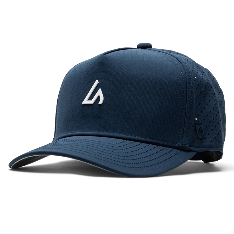 Suay Apex 5-panel snapback hat in Navy / White - front view
