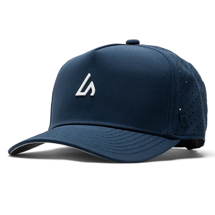 Suay Apex 5-panel snapback hat in Navy / White - front view