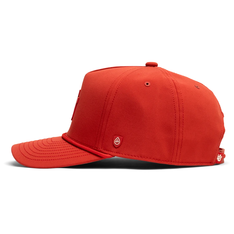 Suay University of Utah x Suay 5-panel snapback hat in All Red Apex - back view