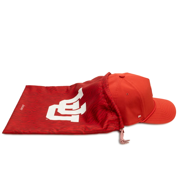 Suay University of Utah x Suay 5-panel snapback hat in All Red Apex - angle 6