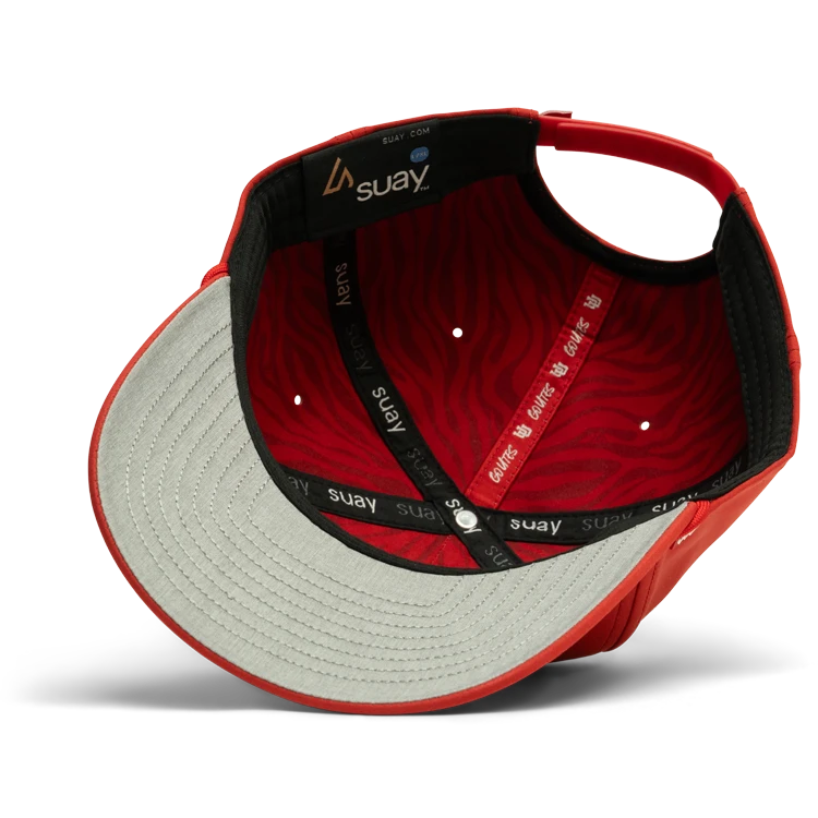 Suay University of Utah x Suay 5-panel snapback hat in All Red Apex - lifestyle shot
