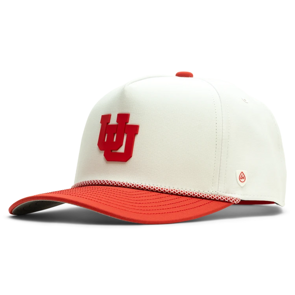 Suay University of Utah x Suay 5-panel snapback hat in Red / White Apex - front view