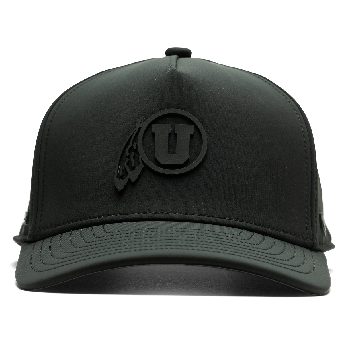 University of Utah x Suay - All Black Apex Toasty (Feather) hat - front view