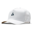 Suay Apex 5-panel snapback hat in White / Navy - front view
