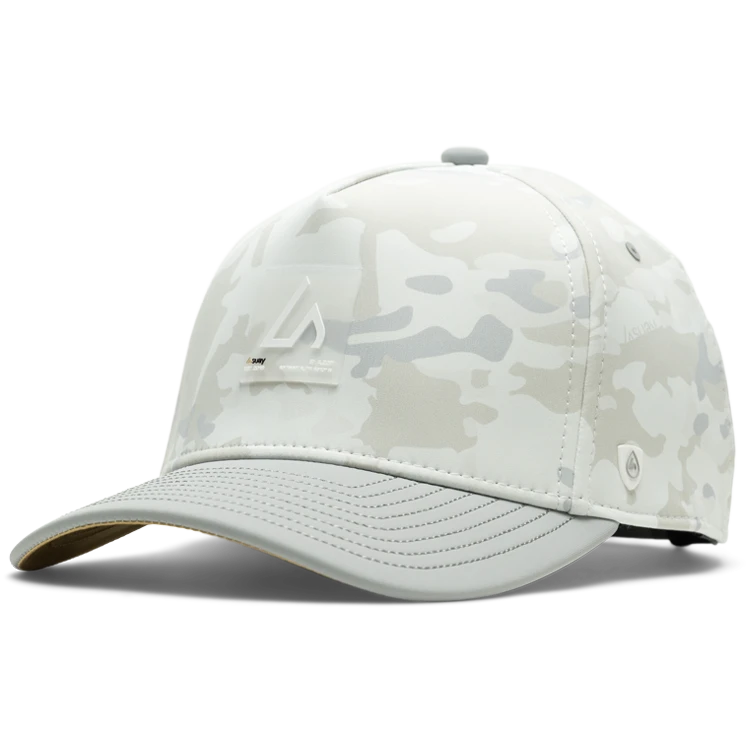 Suay Apex Toasty fleece-lined 5-panel snapback hat in White Camo - front view