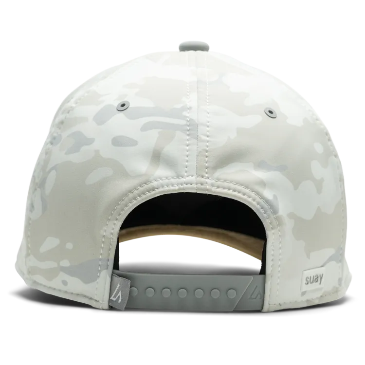 Suay Apex Toasty fleece-lined 5-panel snapback hat in White Camo - detail view
