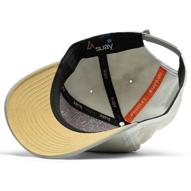 Suay Apex Toasty fleece-lined 5-panel snapback hat in White Camo - lifestyle shot