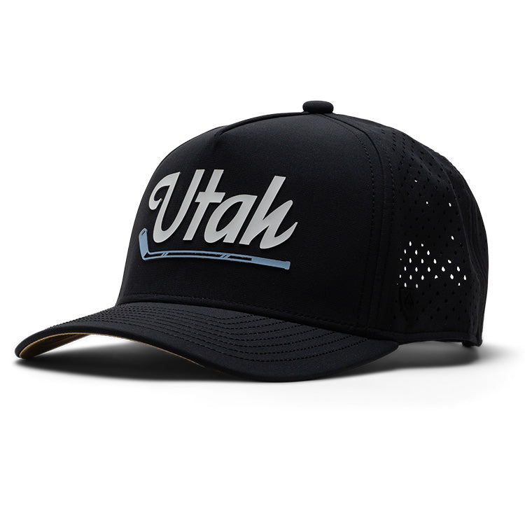 Suay Apex 5-panel snapback hat in Black - front view