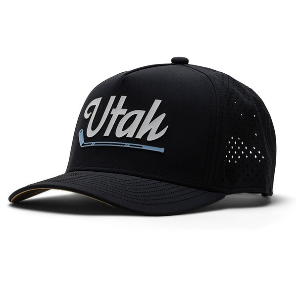 Suay Apex 5-panel snapback hat in Black - front view
