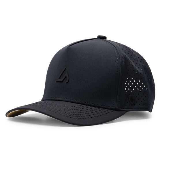 Suay Apex 5-panel snapback hat in Black - front view