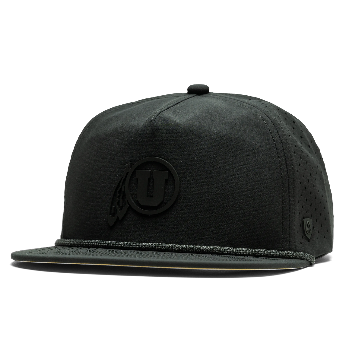 University of Utah x Suay - Black Drift (Feather) hat - angle view