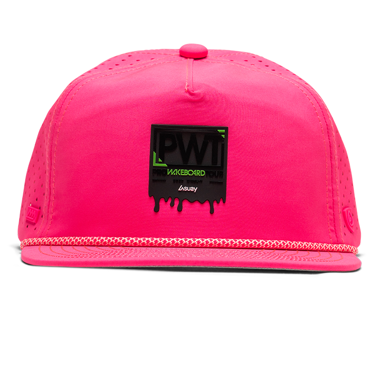 Suay PWT x Suay rope-brim snapback hat in Drift Wild - Neon Pink - side view
