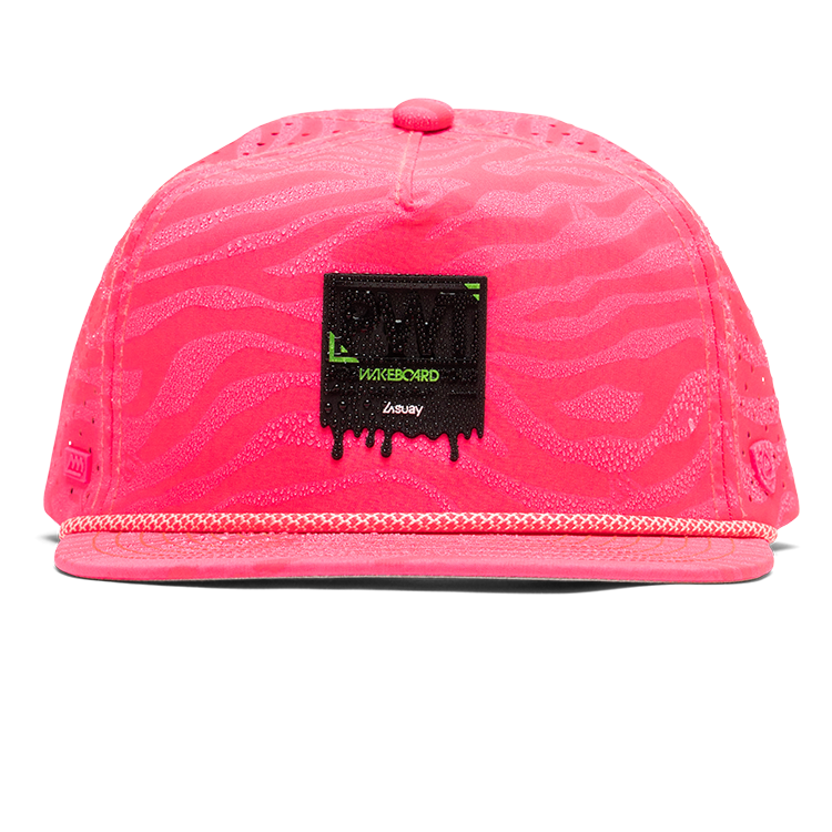 Suay PWT x Suay rope-brim snapback hat in Drift Wild - Neon Pink - back view