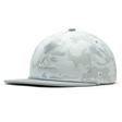 Suay Drift 5-panel rope-brim trucker hat in White Camo - front angle view