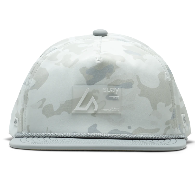 Suay Drift 5-panel rope-brim trucker hat in White Camo - front view