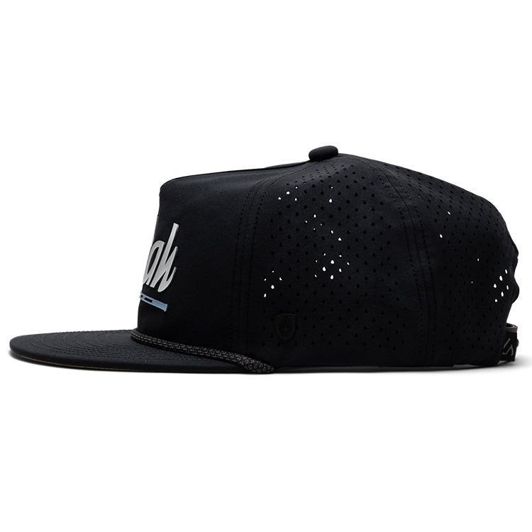 Suay Drift rope-brim snapback hat in Black - back view