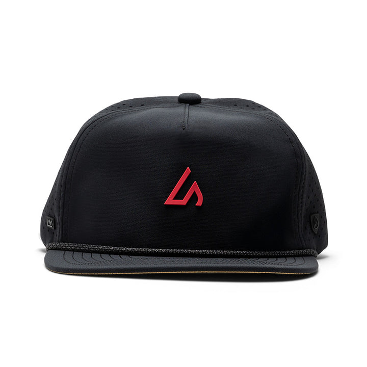 Suay Drift rope-brim snapback hat in Black / Coral - side view