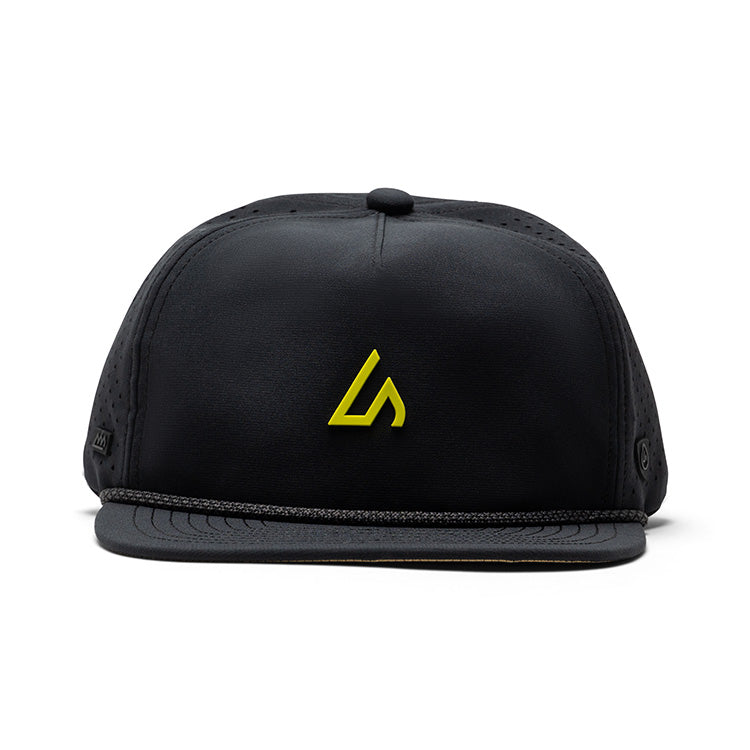 Suay Drift rope-brim snapback hat in Black / Neon Yellow - side view