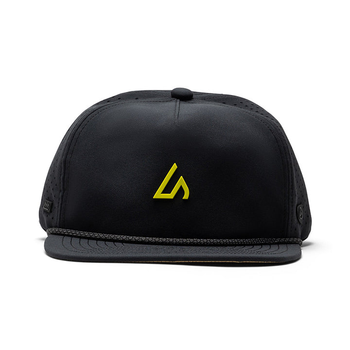 Suay Drift rope-brim snapback hat in Black / Neon Yellow - side view
