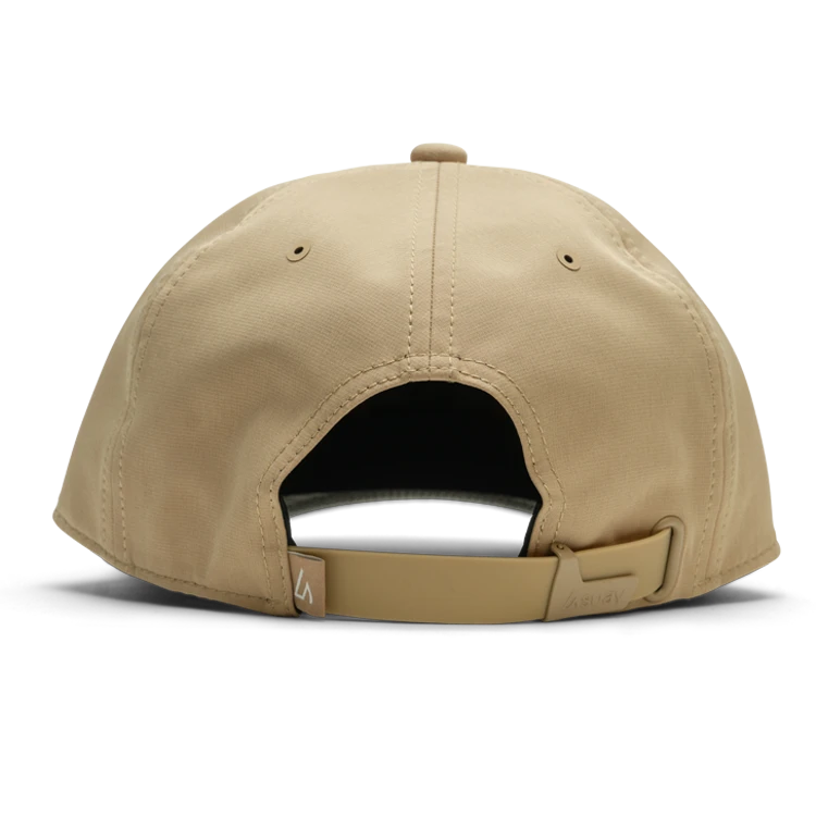 Suay Nomad unstructured dad hat in Camel / Forest Inkplate - lifestyle shot