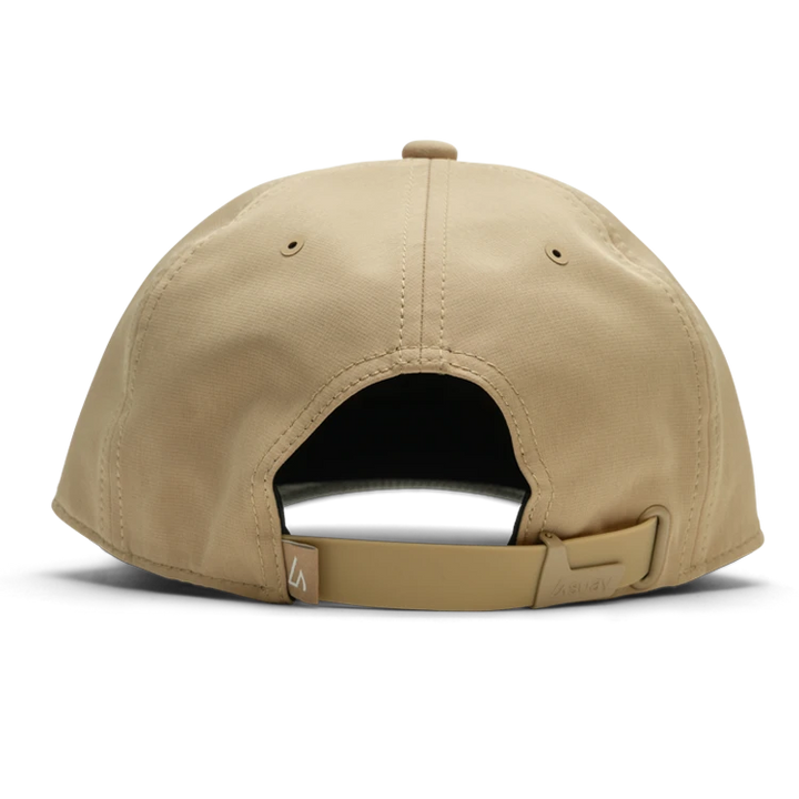 Suay Nomad unstructured dad hat in Camel / Forest Inkplate - lifestyle shot