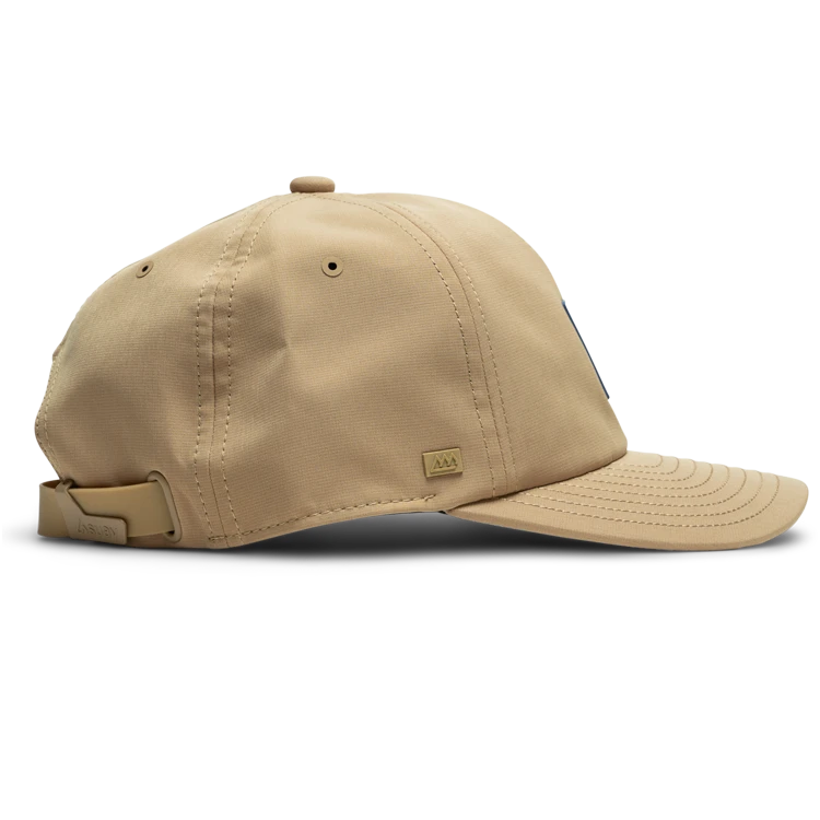 Suay Nomad unstructured dad hat in Camel / Harbor Inkplate - back view