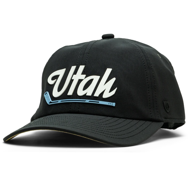 Suay Nomad unstructured dad hat in Black Utah Hockey - front view