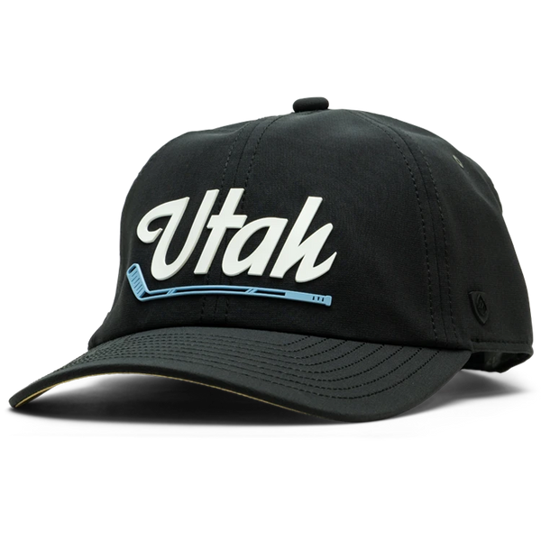 Suay Nomad unstructured dad hat in Black Utah Hockey - front view