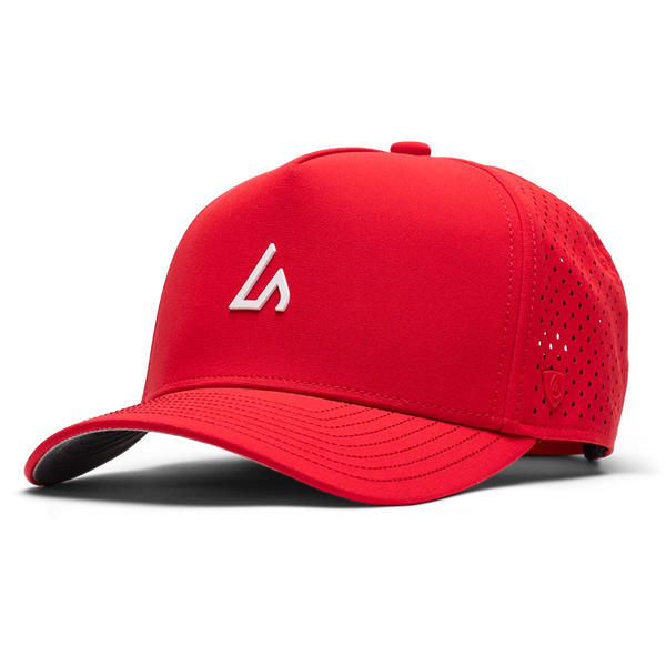 Suay Apex 5-panel snapback hat in Red / White - front view