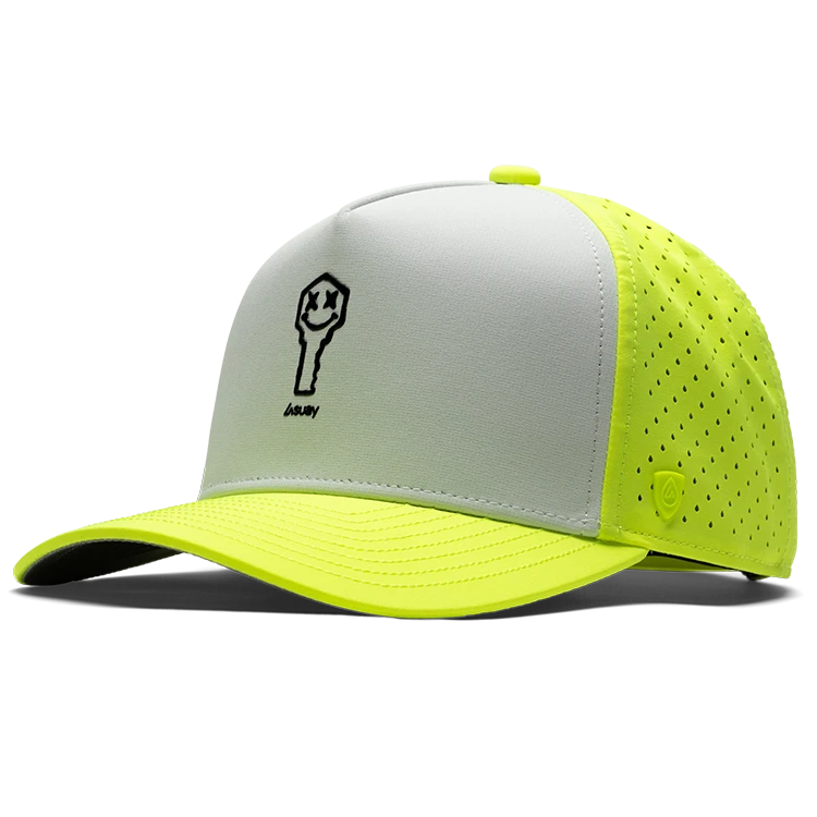 Suay Key x Suay 5-panel snapback hat in Apex Wild - Neon Yellow/White - front view