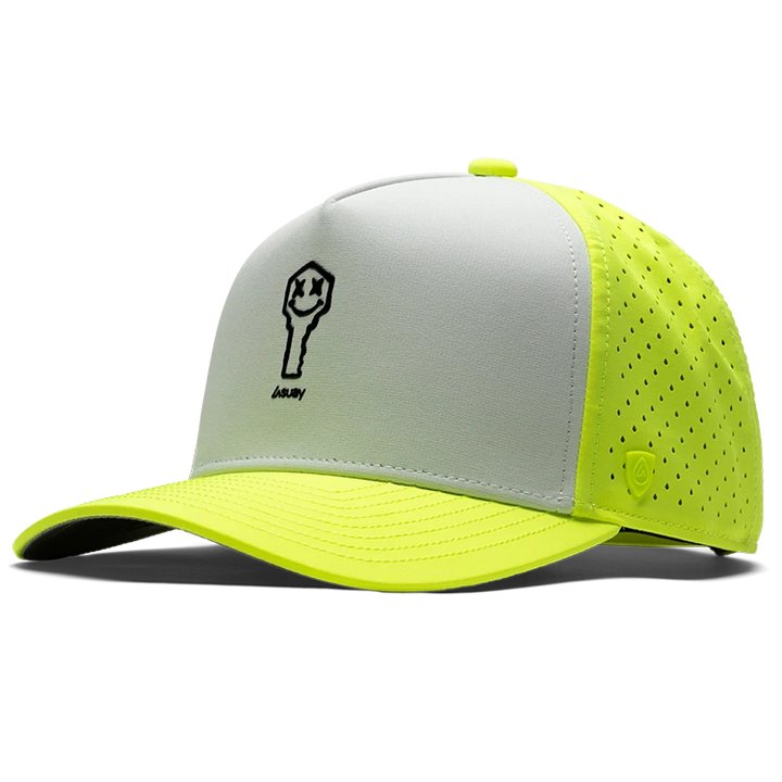 Suay Key x Suay 5-panel snapback hat in Apex Wild - Neon Yellow/White - front view