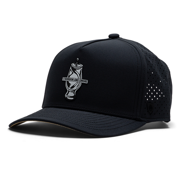 Suay Bourbon and Smoke 5-panel snapback hat in Apex - Black - front view