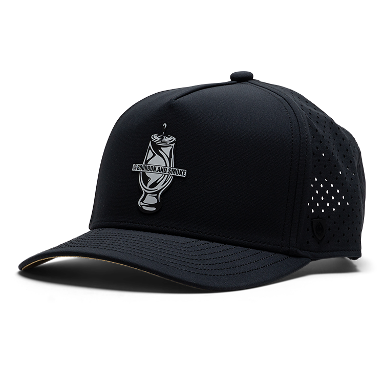 Suay Bourbon and Smoke 5-panel snapback hat in Apex - Black - front view